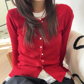 Twisted Button Ribbed Cardigan