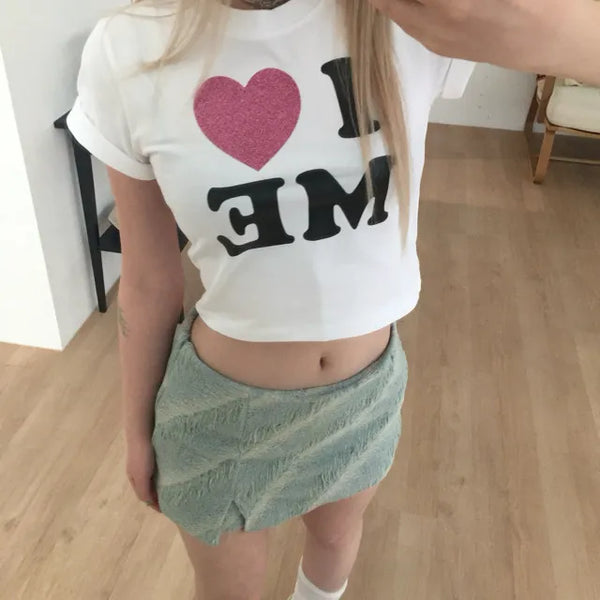 diagonal denim mini skirt
