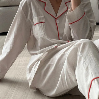 Color-block collared pajamas