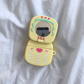 Yellow phone mirror silicone AirPods case