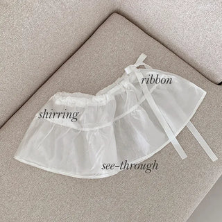 ◈Layered◈ See-through skirt ribbon girlcore layered skirt shirring ribbon balletcore wrap skirt