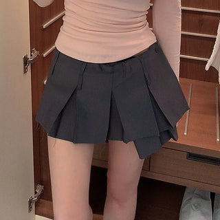 Belqu Asymmetrical Pleated Wrap Skirt