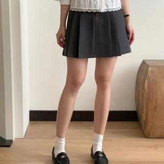 Lined Pleated Mini Skirt