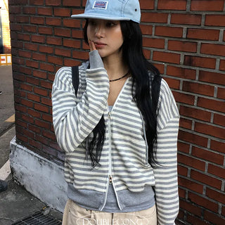 Badu Striped Hooded Knit Zip-up
