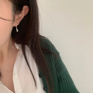 Mini Ball Teardrop Drop Silver Earrings