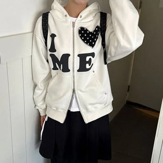 Love Dot Patch Zip-up Hoodie 2 Colors
