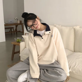 Full of Cuteness, Color-Blocked Anorak Patch Boxy Fleece Sweatshirt