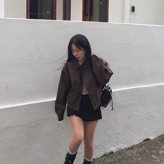 *Suede feel* Oversized leather jacket Rider jacket