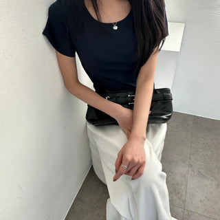 Color  Stretch Mochi Slim Short Sleeve T-shirt
