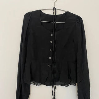 Lua Choker Double Frill Chiffon Blouse