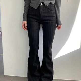 Eiffel Stripe Denim Slim Stretch Bootcut Pants