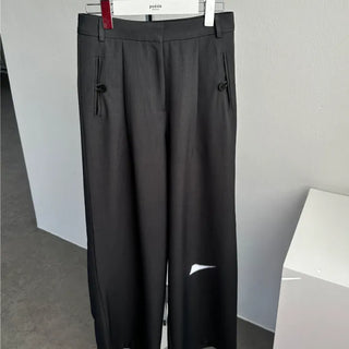 Daily Button Gucci Pocket Single-Pleat Wide Slacks