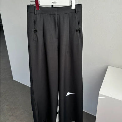 Daily Button Gucci Pocket Single-Pleat Wide Slacks