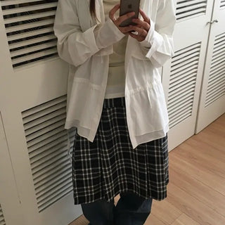 Frill Pleated Check Skirt