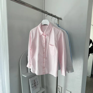Pure Cotton Pastel 3/4 Slim Crop Shirt