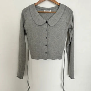 Wrap Frill Collar Long Sleeve Cardigan