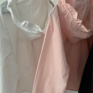 Strawberry Milk*  Frill Hooded Nylon Windbreaker