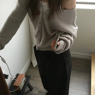Two-way ribbed cardigan
