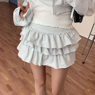 Diversion banding tiered skirt-pants