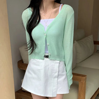 Veil V-neck cropped cardigan