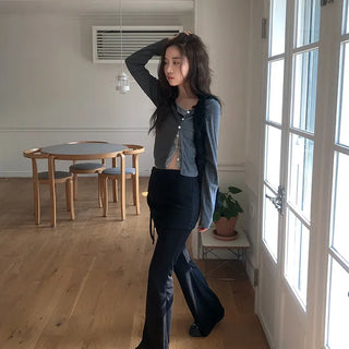 Soyou Bootcut Skirt Pants Layered/Leggings/Bootcut Leggings/Skirt Pants/Elastic Waist Pants/Shirred Pants/Wrap Skirt Pants