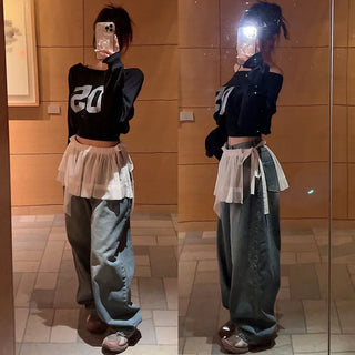 David Washing Semi-High Wide Pants