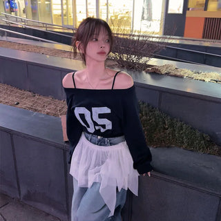 Hatz Crop Off-Shoulder Sweatshirt