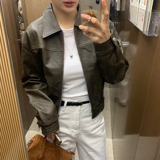 Leather Crop Rider Jacket