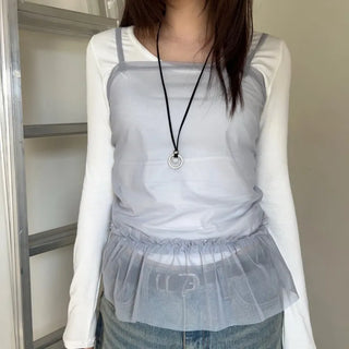 Mesh Drop Frill Bustier Sleeveless