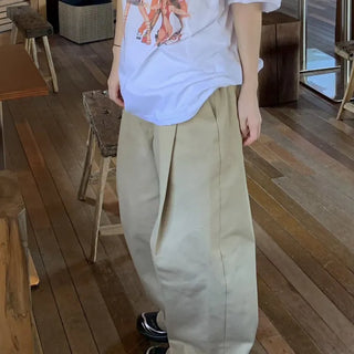 [UNISEX] Single-pleat Half-elastic Waist Pants