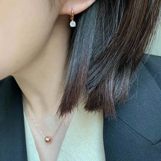 Rose Gold Mini Cubic Point One-Touch Hoop Earrings