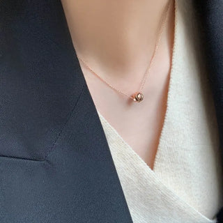 Rose Gold Cut Ball Pendant Silver Necklace
