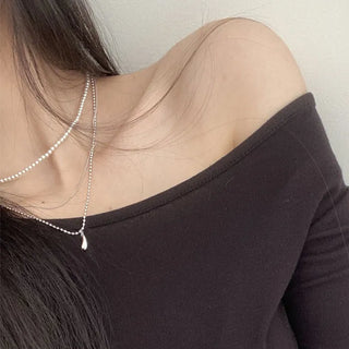 Pennyque pearl chain layered necklace