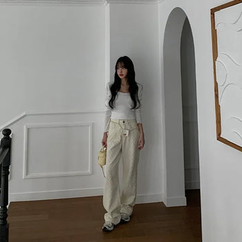 Chain bag quilted pants