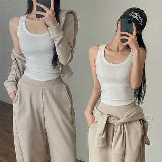 Skeren Ribbed Deep U-Neck Sleeveless