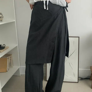Loose or Elastic Wide Strap Layered Skirt-Pants