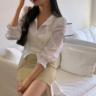 Tie V-neck Knit Top Bustier