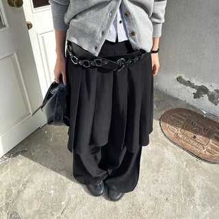 Crew Layered Pleated Skirt Pants