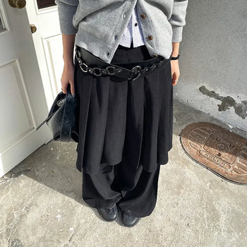 Crew Layered Pleated Skirt Pants