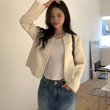 The Other Collarless Tweed Jacket