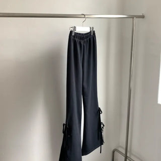 Ribbon Slit Stretch Bootcut Pants