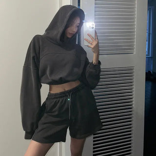Made. Sweat Up Sand Pigment Crop Hoodie