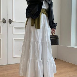 White tiered long skirt