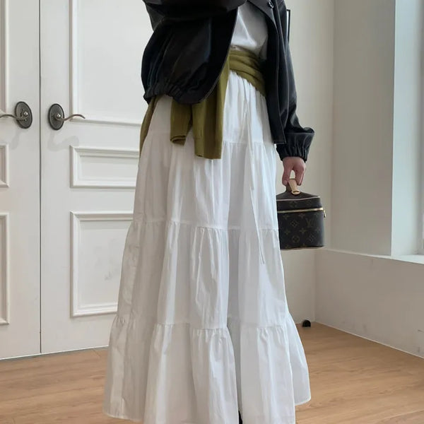 White tiered long skirt