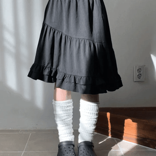 Seed asymmetrical tiered midi skirt