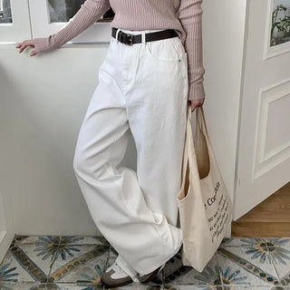 Flsome Cotton Wide Pocket Pants Basic Cotton Long High-Waisted Loose Fit Maxi Pants