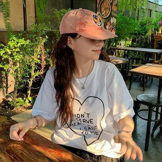 Pony Lettering Basic Round Short Sleeve T-shirt, a staple item, large English print, oversized fit, plain