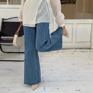Needle Cut Wide Bootcut Denim Pants