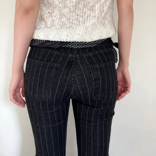Striped slim bootcut pants