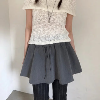 Strap Shirred Balloon Mini Skirt
